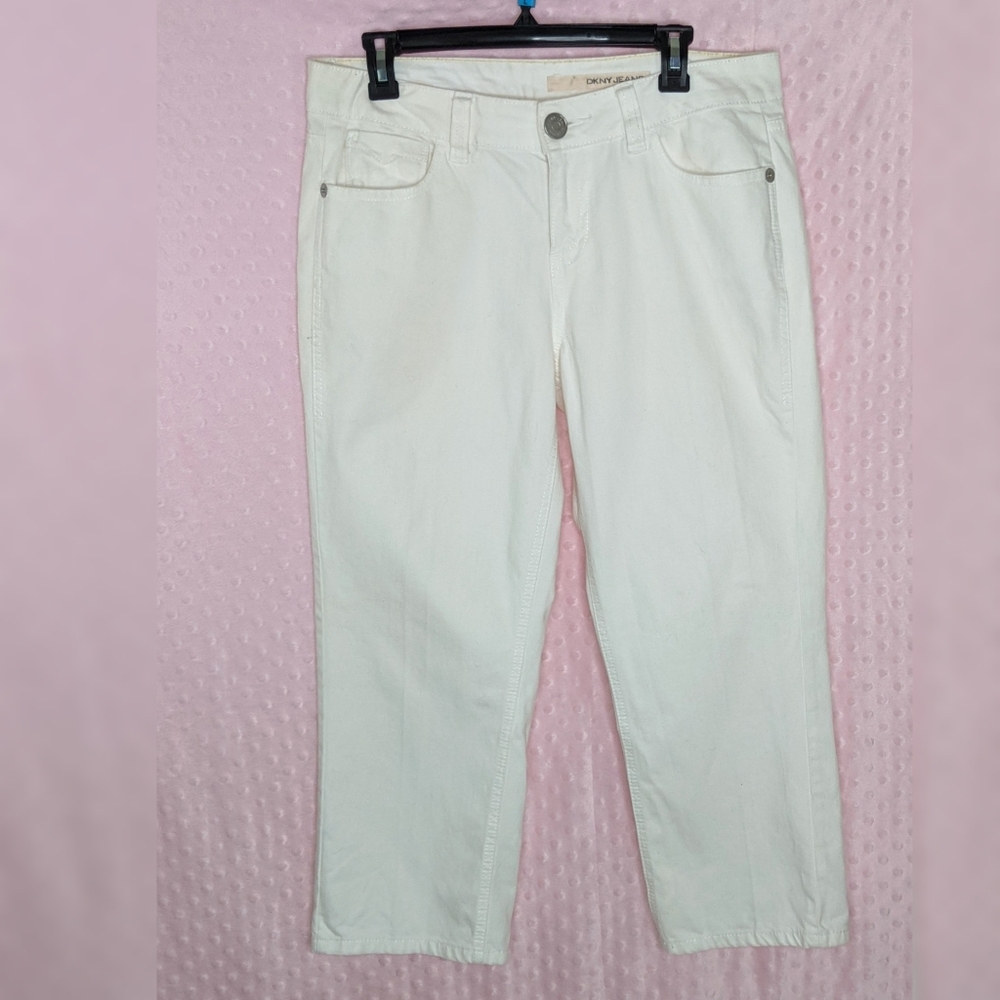 Classic White Canvas Capri Ankle Pants 10